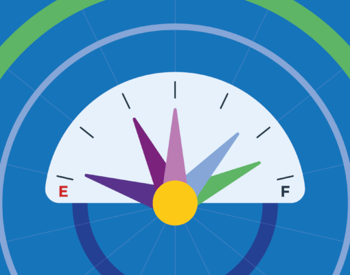 An illustration of a fuel dial ranging from empty to full.