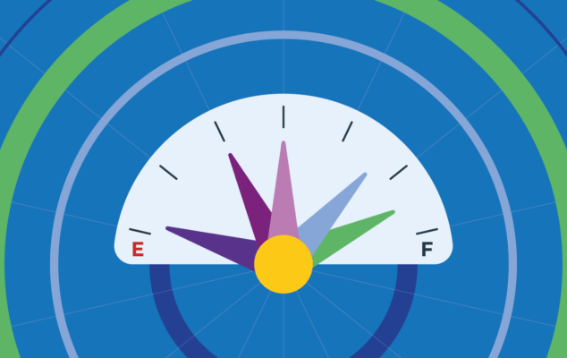 An illustration of a fuel dial ranging from empty to full.