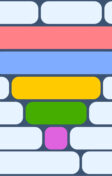 An illustration of a series of bars in horizontal rows. In the centre, five bars in descending size are coloured to match each of the Cascade strategy colours.