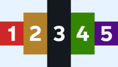 The numbers one to five horizontally across the frame. Each number is surrounded by a rectangle matching a strategy colour in Cascade.